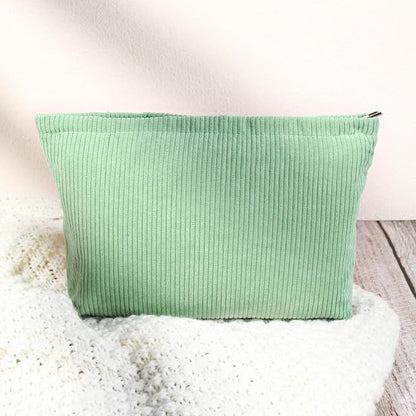SOIDRAM 2 Pcs Corduroy Makeup Bag Large Cosmetic Bag Toiletry Bag Makeup Pouch Travel Bag Organizer Cute Makeup Brushes Aesthetic Accessories Storage Bag for Women Green - Image 6