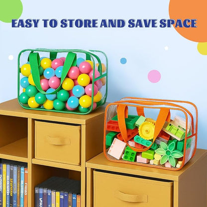 4 Pcs Storage Bags, Clear PVC Organizer with Zipper, Waterproof Travel Bags with Labels for Building Blocks, Puzzle, Books (multicolor1) - Image 6