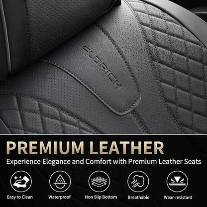 FLORICH Leather Automotive Seat Covers, Waterproof Seat Covers, Black Front Car Seat Cover, Full Coverage Car Seat Covers 2 Pack Car Seat Cushion Protector Universal Fit for Most Cars SUV Trucks - Image 7