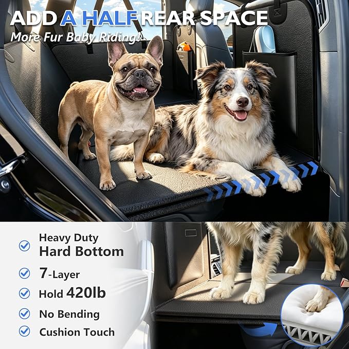 Hard Bottom Dog Truck Seat Cover Back Seat, PU Leather, XL | Anti Scratch Pet Hammock for F150, RAM1500, Sierra, Tundra Crew Cab Trucks, Silverado, Waterproof, Easy to Clean, Non-Slip - Image 3