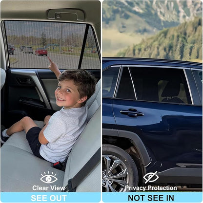 XCBTY 11-23 4Runner Window Shade for Rear Seat Windows, 2-Pack Magnetic | Blocks 99% UV to keep baby & pets cool. One-way privacy mesh allows fresh air flow. Press clip & hold 5s for maximum grip. - Image 3