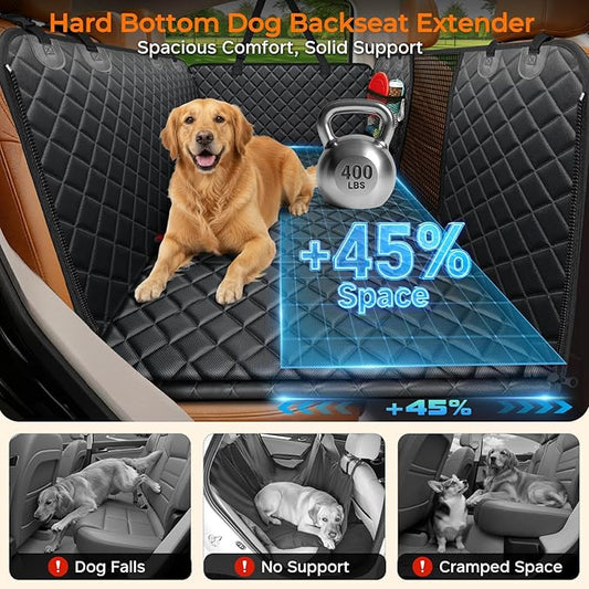 URPOWER XL Hard Bottom Dog Seat Cover for Full-Size Crew Cab Trucks | 400 lbs Support, 45% More Space, Waterproof, Mesh Window, Scratch Resistant, Non-Slip, Easy Care, Dog Seat Belt Included - Image 2