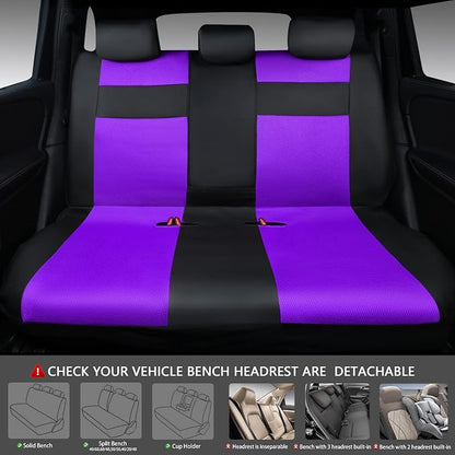 CAR PASS Leather 3D Foam Back Support Car Seat Covers Full Set Air Mesh Automotive Seat Covers, All Season Car Seat Cover Fit Automotive,SUV,Sedan,Van, Airbag Compatible Elegance (Black Purple) - Image 4