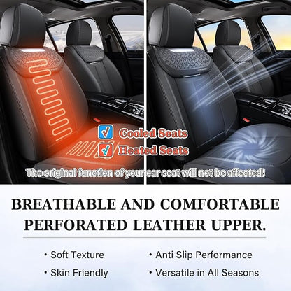 Coverado Car Seat Covers Full Set, Luxury Nappa Leather Seat Cover, Universal Seat Covers for Cars, Front and Back Waterproof Seat Cover Car Seat Protector Fit for Most Cars(Black) - Image 8