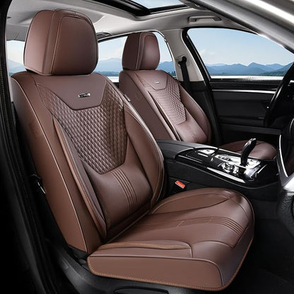 Coverado Car Seat Covers with Lumbar Support, Front Covers for Cars, Universal Automotive Seat Cover, Waterproof, Leather Car Seat Cushion, Interior Seat Protectors for Most Cars by COVERADOAUTO