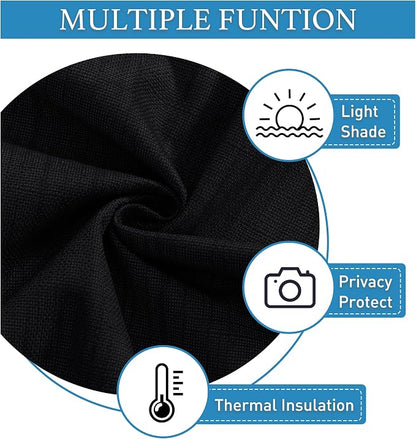 RYB Home 100% Blackout Door Curtains for Classroom, Linen Textured Privacy Easy Blinds Shades for Nana Entrance Way Glass/French Door, W 26 x L 40 inches, Textured Black, 1 Panel - Image 6
