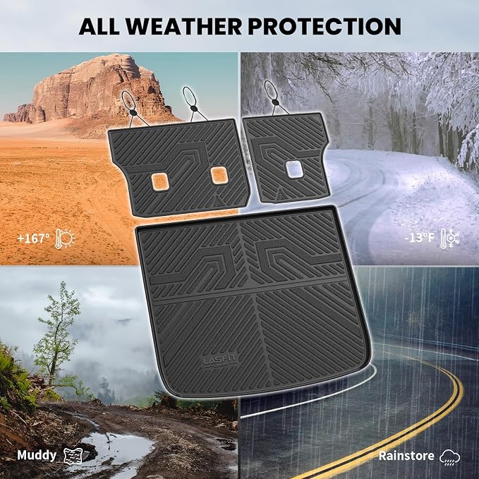 LASFIT Cargo Mat for Jeep Cherokee 2014-2018 | All Weather, TPE, Custom Fit, Trunk Seat Back Mat, Rear Backrest Protectors, Cargo Liner, Black - Image 5
