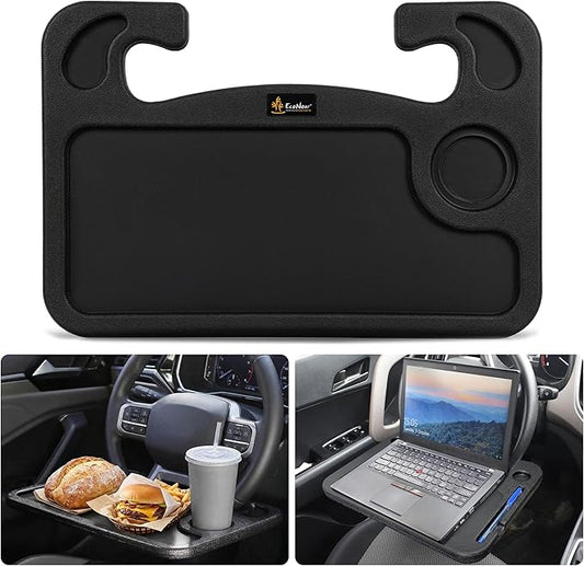 EcoNour 2-in-1 Steering Wheel Desk for Ford F150 2015-2019 2020 | Car Tray Table | Laptop Car Mount with Pen Holder Food Tray for Eating with Drinks Holder Multipurpose Travel Car Accessories by EcoNour