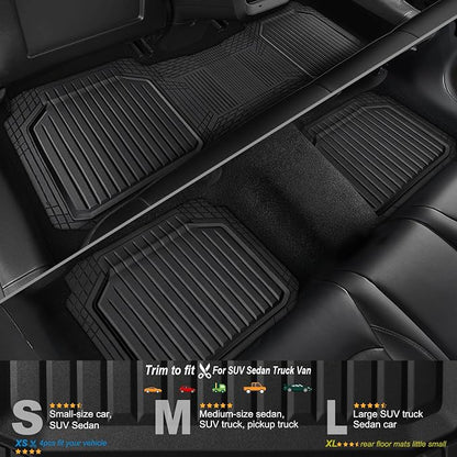 CAR PASS Heavy Duty Rubber Rear Car Mat, Deep Dish Car Floor Mats All Weather, Universal Trim to Fit for SUV Trucks Sedans, Odorless Waterproof Anti-Slip, Easy to Clean Car Mats (Black Rear) - Image 2