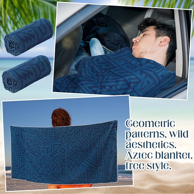 Hahafelt 2 Pack Car Seat Towel Covers Athletic Running Towel Performance Microfiber Post Workout Sweat Washable Cover Non Slip for Seat Outdoor Sport (Blue Aztec) - Image 6