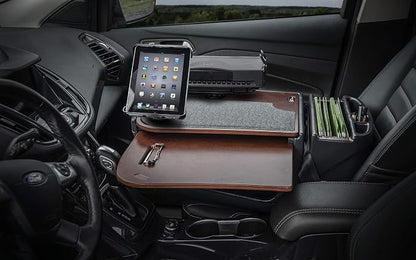 AutoExec AE-GMCD-PS-TAB-21M GripMaster Car Desk for Your Vehicle Workstation and Mobile Office, Mahogany with Printer Stand and Tablet Mount | Vehicle Workstation, Mobile Office, Printer Stand, Tablet Mount - Image 2