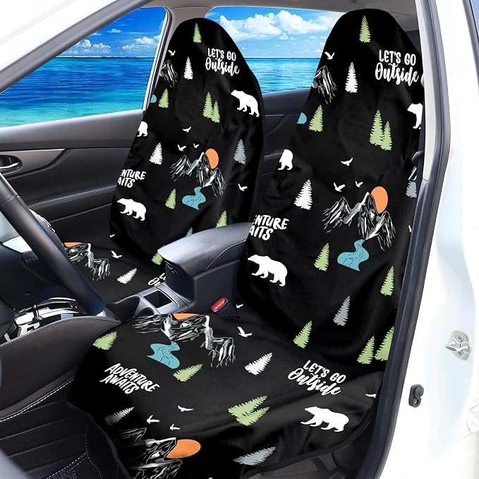 2 Pack Car Seat Towel Covers with Storage Bag, Multifunctional Camping Towel for Gym Outdoor Sport, Picnic, Beach, Pet Dog Travel,Non-Slip Washable Car Seat Protector (Adventure) - Image 2