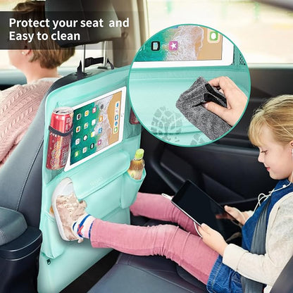 LUCMO Car Backseat Organizer with Touch Screen Tablet Holder, Light Blue | 9 Storage Pockets,Clear Tablet Holder,Protectors Kick Mats,Travel Accessories,Seat Cover,Road Trip Essentials - Image 3