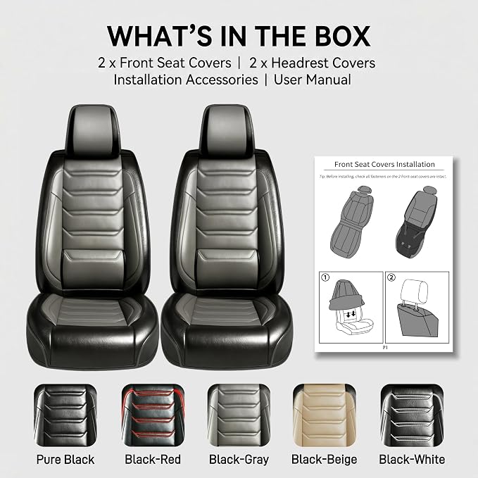 Fit Elantra Seat Covers Custom Fit for Hyundai Elantra 2017-2026, Gray | Front Pair, Premium Leather Full Coverage Protectors, Waterproof, Breathable, Scratch Resistant, Easy Wipe, Airbag Compatible - Image 9