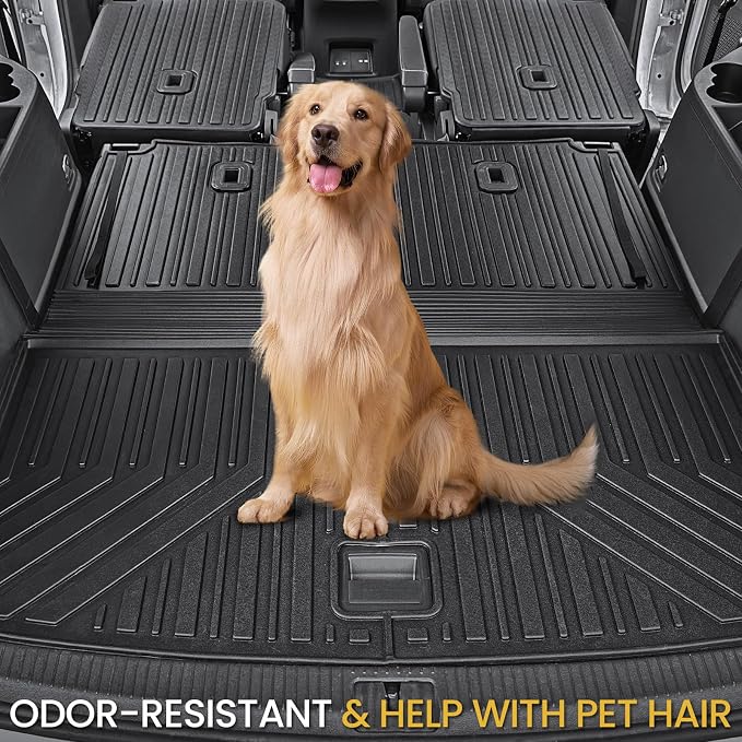 Cargo Mat for Volkswagen VW Atlas 2018-2026 6/7 Seats Accessories | One-Piece Cargo Liner & Rear Seat Back Protector, All Weather TPE, Non Slip & Odorless & Scratch Proof, Quick Clean - Image 5