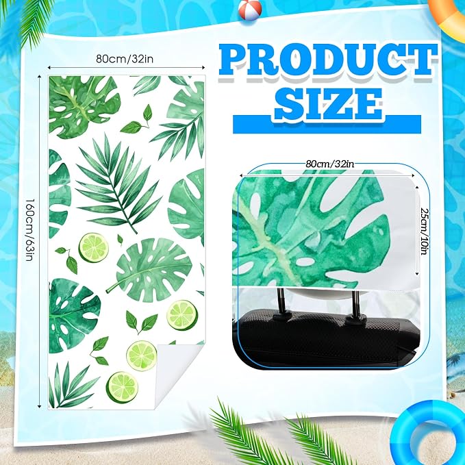 Hahafelt 2 Pack Car Seat Towel Cover with Storage Bag, Monstera Lime | 63 x 32 in Car Towel Seat Cover Non Slip Waterproof, Gym Workout Swimming Running, Machine Washable Sweat Absorbent Protector - Image 2