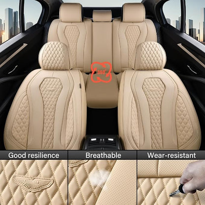 Coverado Automotive Seat Covers, Car Seat Covers Full Set, Beige Car Seat Cover, Car Seat Cushion Waterproof, Front Seats Back Seat Covers, Car Seat Protector Universal Fit Most Cars - Image 7