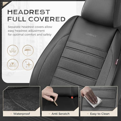 Coverado Car Seat Covers Front Seats Luxury Leather Automotive Mesh 2 Pack Airbag-Compatible Universal Fit Seat Protector Seat Cushion for SUV Sedan Truck Black - Image 5