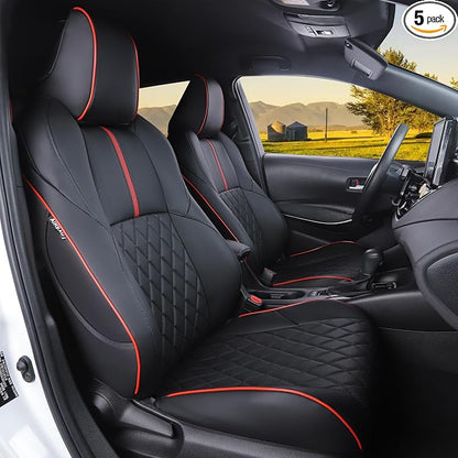 HKZ Customized Special seat Cover for Toyota Corolla (Black+Red, 2020-2022 Corolla XSE) by HKZ