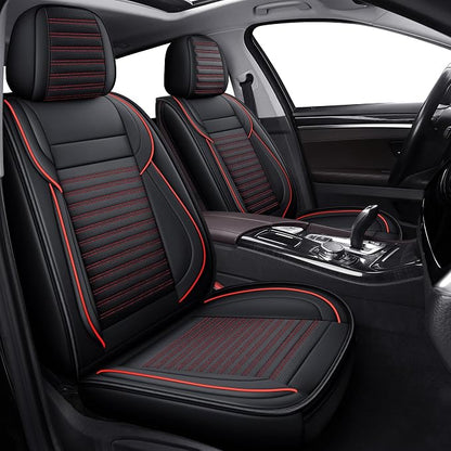 Front Car Seat Covers, Faux Nappa Leather for Sedan SUV, 2 Seats | Waterproof, Breathable and Airbag Compatible, Helps Reduce Slipping, Red by LingvidoSeatCover