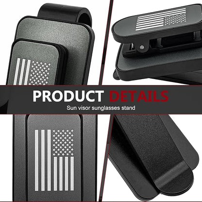Sunglass Holder for Car Visor American Flag Universal Clip On Organizer Card Ticket Clip for Thin and Thick Eyeglasses and Shades Secure Easy Access Car Visor Accessory(Grey) - Image 3