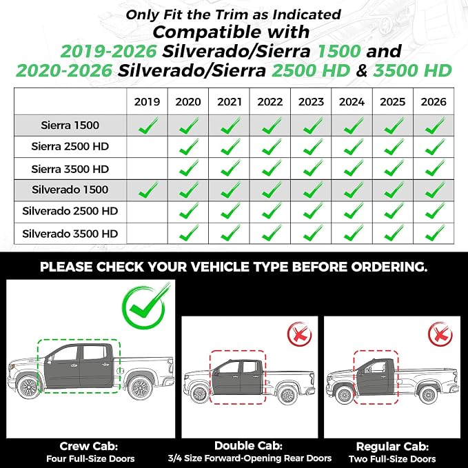 RIDEPOSH Custom Leather Seat Covers for Silverado/Sierra 1500 2019-2026 | Only Crew Cab, Fits 2500/3500HD 2020-2026, Jump Seat Cover(armrest storage only), Protective, Scratch-resistant, Easy-clean - Image 2