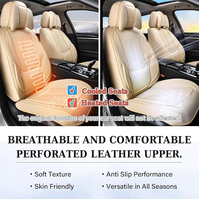 Coverado Car Seat Covers, Seat Covers for Cars, Waterproof Leather Auto Seat Protectors, Leather Car Seat Cushion, Car Interiors Accessories Universal Fit for Most Cars - Image 6