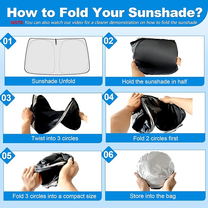 Front Windshield ＆ Side Window Sun Shade for 2015-2024 Fo-rd Transit Van High and Medium Roof, Foldable Window Sunshade Sun Visor Protector, Window Shades Blocks UV Rays Heat, Pack of 3 - Image 4