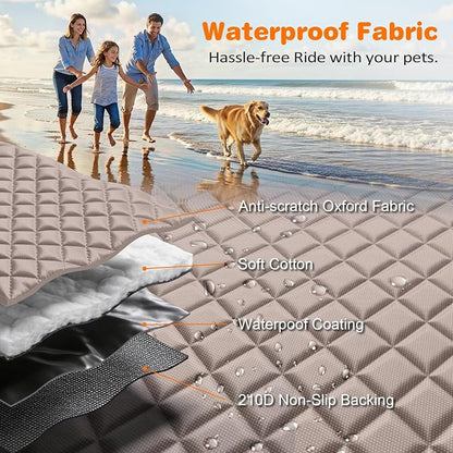 URPOWER 4 in 1 Dog Car Seat Cover for Back Seat, Waterproof Hammock | Mesh Window, Side Flaps, 600D Oxford, Scratch Resistant, Non-Slip, Easy Install, Machine Washable, Dog Seat Belt Included - Image 7