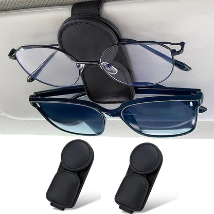 KIWEN 2 Pack Sunglasses Holder for Car Visor, Magnetic Leather Sunglass Eyeglass Hanger Clip for Car Sun Visor Accessories (2, Gray) - Image 7