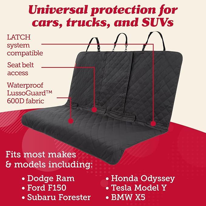 Lusso Gear Dog Car Seat Cover - Waterproof Non-Slip Car Back Seat Protector - Rear Car Seat Cover for Dogs - Universal Fit for Sedans Trucks SUVs - Scratchproof Backseat Car Cover - Machine Washable - Image 2