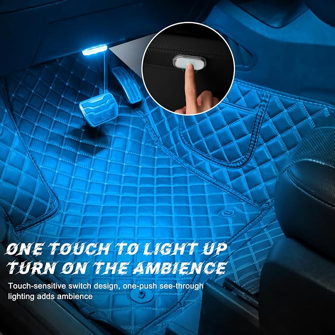 povtii 2 PCS Wireless Led Lights for Car Interior, 7 Colors Magnetic Auto Ambient Light with 6 Bright LED Lamp Beads, USB Rechargeable Vehicle Led Night Light, Car Accessories (Ice Blue) - Image 4