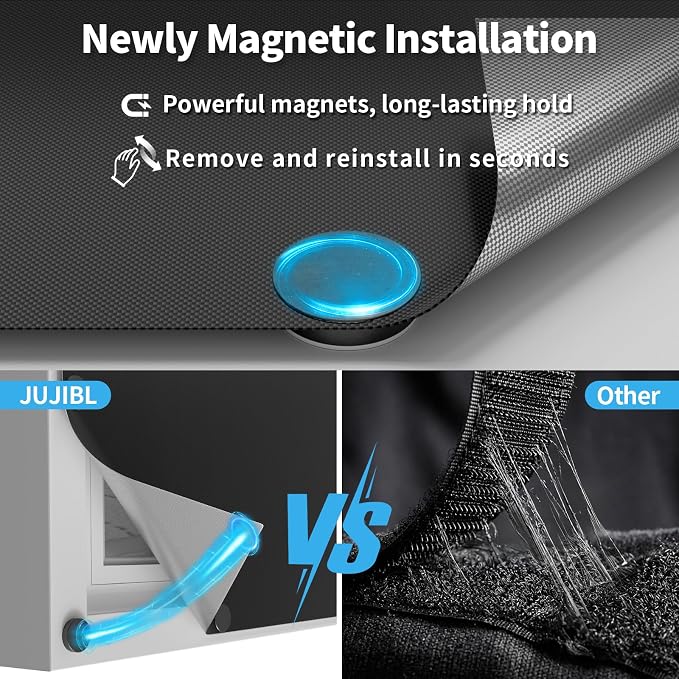 Magnetic Blackout Window Cover, 100% Blackout Shades for Bedroom No Drill Black Out Window Blind Temporary Shades for Nursery Removable Black Out Curtains for RV, Media Room 57x118 inch - Image 4