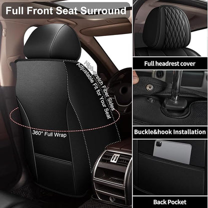 IKABEVEM Car Seat Covers Fit for Mitsubishi Mirage 2018-2025 2026 Full Set | Waterproof Faux Leather, Airbag Compatible, Easy to Install & Wipe Car Seat Protector,5 Seats Covers Fit for Mirage, Black - Image 4