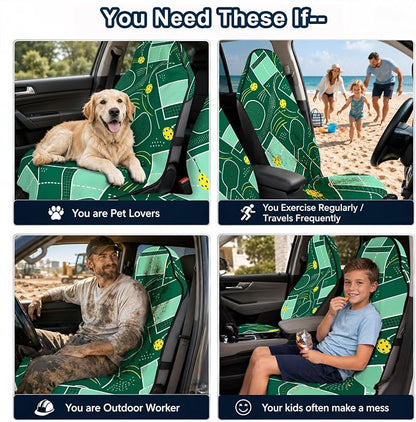 Car Seat Towel Cover 2 Pack for Front Seats, Sweat Absorbent Car Seat Protector with Non-Slip Backing, Waterproof Towel Car Seat Covers for Runners, Gym, Swimming, Beach, Green Court Sport - Image 9