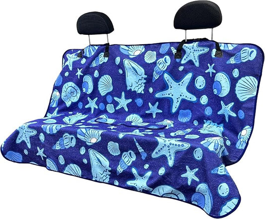 Waterproof Back Seat Cover for Dogs and Kids, Car Seat Protector Under Baby Car Seat, Child and Dog Car Seat Cover Blanket for Rear Bench(Conch Shells Starfish, Rear Bench Seat Towel) by Hirritale