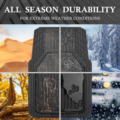 CAR PASS Heavy Duty Rubber Floor Mats for Car, Waterproof Liner Deep Dish Car Mats Full Sets, Universal Trim to Fit for SUV Truck Sedans Vans, All Weather Automotive Floor Mats 3pcs, Solid Black - Image 6