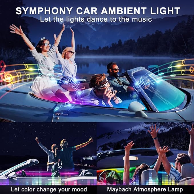Dreamcolor Acrylic Interior Car LED Strip Light with Motion Sensor Switch, 55.1 inches Neon LED Strip Light, RGB Colors Ambient Lighting Kits - Image 8