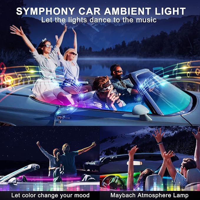 Dreamcolor Acrylic Interior Car LED Strip Light with Wireless APP, RGB 10 in 1 with 175 inches 593 Neon Car Ambient Lighting Kits, Dynamic Chasing Music Sync LEDs Fiber Optic Strip Lights for Car - Image 7