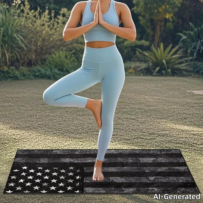 SEANATIVE Car Seat Towel Cover for Front Seats, Sweat-Absorbent Bucket Seat Cover for Gym, Running, Swimming, Beach and Hiking, Universal Fit for Cars, Trucks, SUVs, Black US Flag Print - Image 3