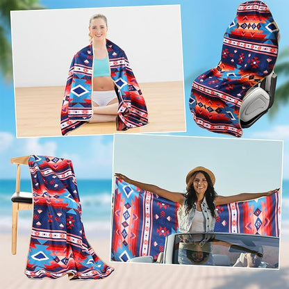 Lonfliness 2PCS Car Seat Cover Towel Non Slip Front Seat Car Seat Towel Performance Microfiber Athletic Running Towel Washable Seat Cover for Gym Workout Sweat Outdoor Sport Beach Hiking Yoga (Aztec) - Image 7