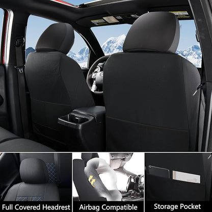 Truckiipa Custom Fit for Toyota Tacoma Seat Covers Front Leather Waterproof Car Seat Covers Fit for 2016-2023 Toyota Tacoma Double Crew Cab, Front Pair, Black&Blue - Image 2