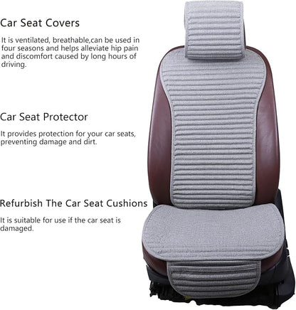 Car Seat Covers Buckwheat Hull Universal Front Seat Only | Bottom Seat Covers For Most Cars, SUVs, Vans Trucks Car Seat Cushion Protector Mats Pad Gray - Image 7