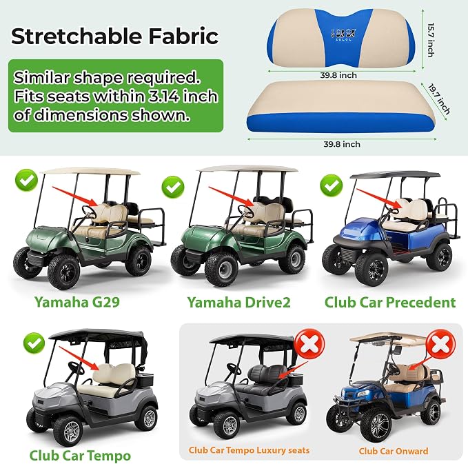 10L0L Golf Cart Seat Covers for Yamaha EZGO Club Car Seat Towel Cushion | Breathable Mesh All-Season Front/Rear Seat Blanket, UV Resistant, Cool Comfort, Machine Washable, Easy On, Great Golf Gift - Image 6