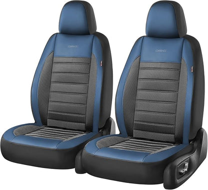 Coverado Car Seat Covers Front Seats, Luxury Leather Car Seat Covers, Automotive Mesh Seat Covers 2 Pack, Airbag-Compatible, Black Blue Seat Covers for SUV Sedan Truck - Image 7