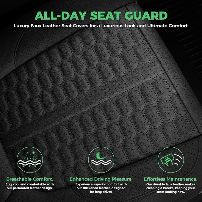 RIDEPOSH Custom Leather Seat Covers for Silverado/Sierra 1500 2019-2026 | Only Crew Cab, Fits 2500/3500HD 2020-2026, Jump Seat Cover(armrest storage only), Protective, Scratch-resistant, Easy-clean - Image 6