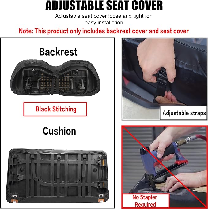 NOKINS Golf Cart Diamond Front Seat Covers for Club Car Precedent | Durable Vinyl Build；UV Resistant；All-Weather Protection - Image 3