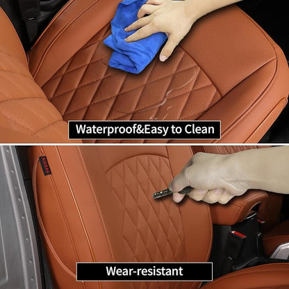 EKR Car Seat Covers for Subaru Forester 2025(Only Base),Full Set | Custom Fit for Subaru Forester Base 2025,360°Protection,Pet Friendly,Faux Leather(Brown) - Image 4