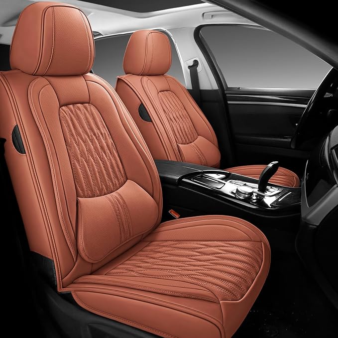 WELLDO Car Seat Covers, 5 Seats, Brown | Waterproof, Scratch-Resistant, Breathable & Easy to Clean, Universal Fit for SUV Sedan Truck, Full Set - Image 2