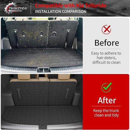 Floor Mats for 2020-2025 Kia Telluride 7&8 Seats (NOT for 2027) | Trunk Mat Cargo Mat Cargo Liner TPE All Weather Back Seat Cover 2024 Telluride Accessories - Image 6